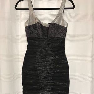 Nicole Miller Black Stretch Metal Combo Dress - 0